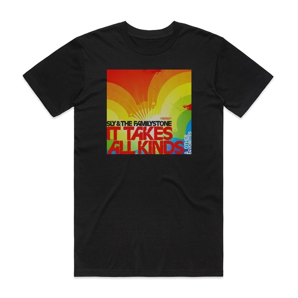 Sly And The Family Stone It Takes All Kinds Album Cover T-Shirt Black